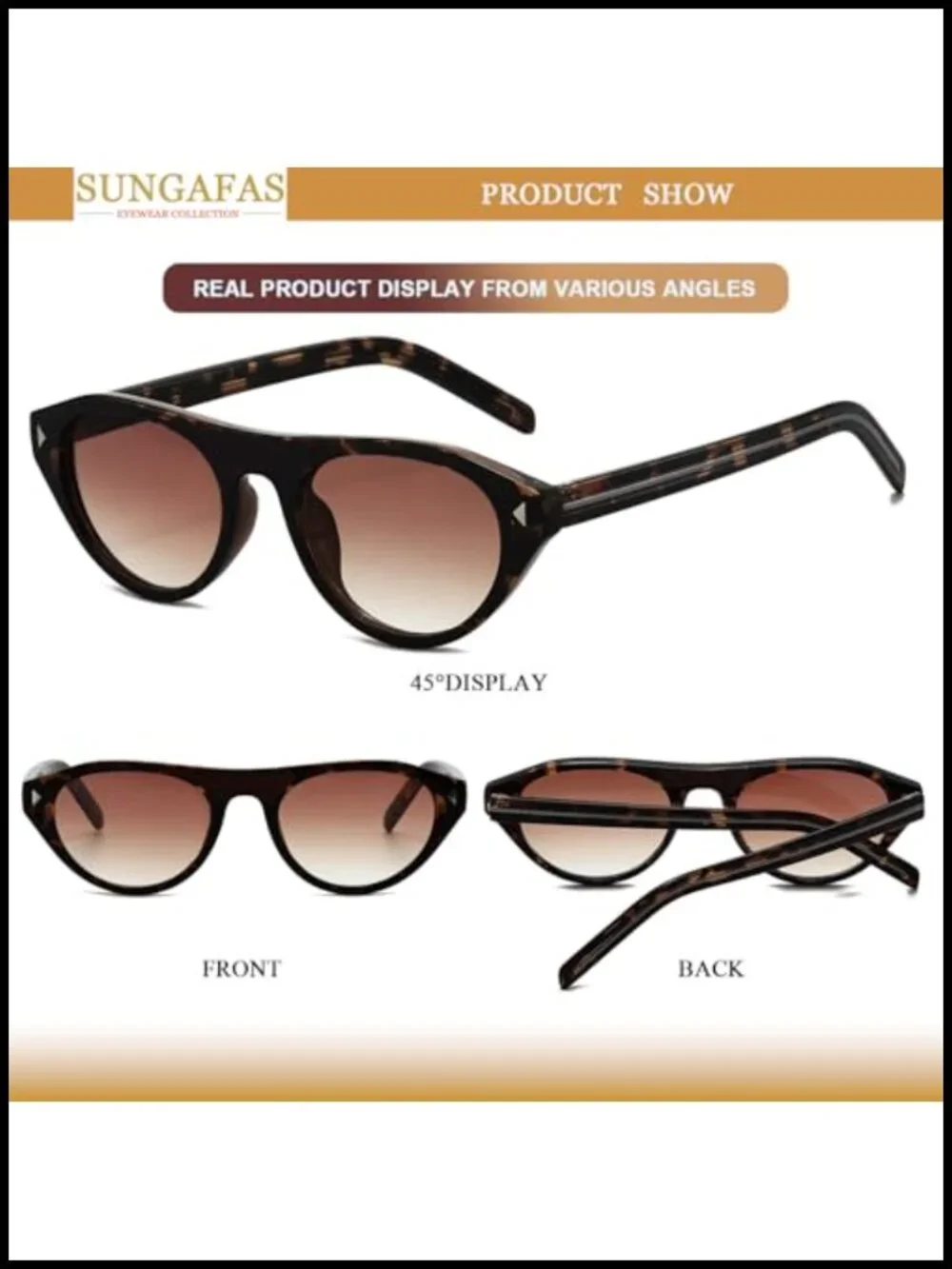 Retro Small Oval Cat Eye Sunglasses UV400 Protection Vintage Style